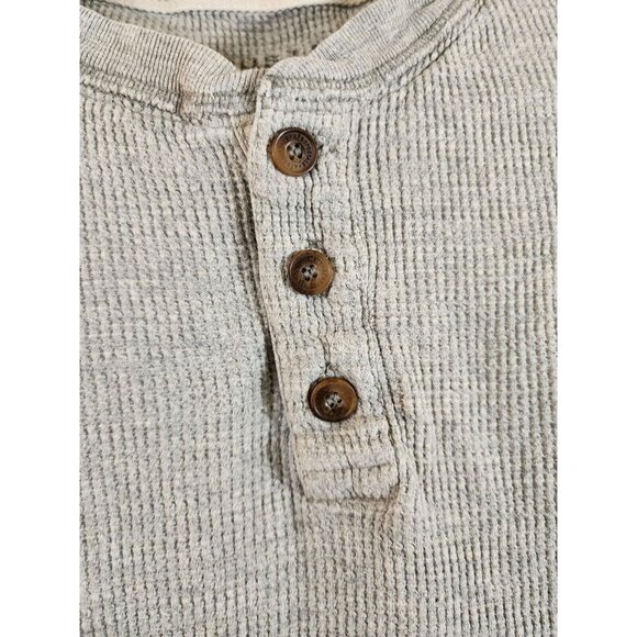 Aeropostale Mens L Gray Henley Waffle Knit Long Sleeve Shirt - Picture 2 of 7